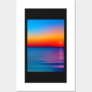 STUNNING ORANGE TINGED OCEAN SUNSET Posters and Art